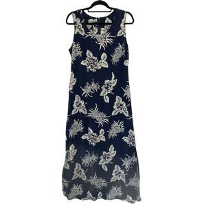 Tori Richard Maxi Dress Women's Large Sleeveless Floral Scoop Neck Hawaii